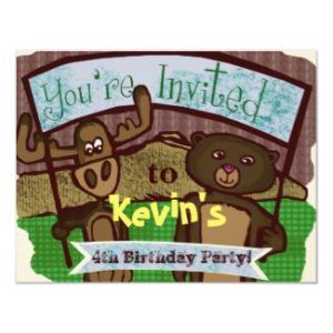 Cute moose and bear inviation